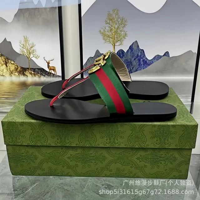 Gucci Webbing Slide Sandal Green Red Webbing