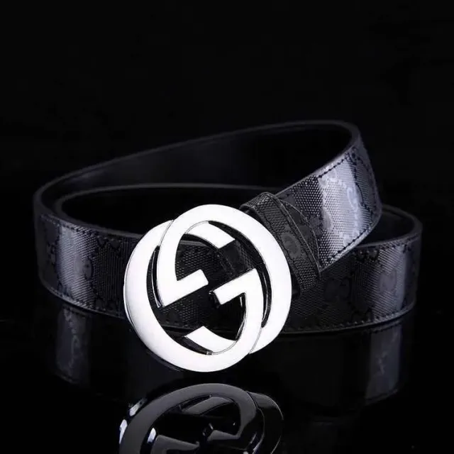 Glossy black silver buckle