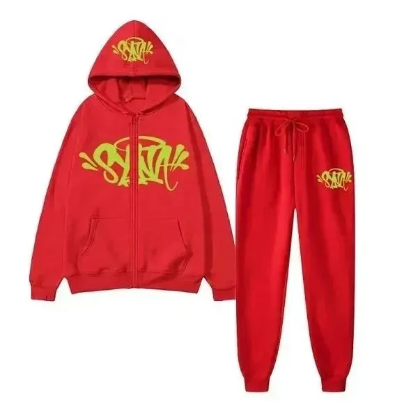 Syna World Zip-Up Hoodie and Joggers Set Graffiti Logo