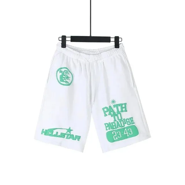 Hellstar Path to Paradise Shorts White with Green Print