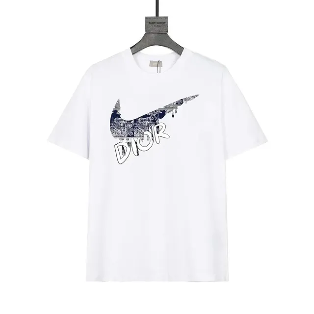 Dior × Nike Swoosh Graphic Tee Navy Print