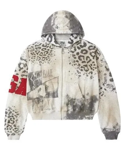 Gallery Dept. Zip-Up Hoodie Leopard Print Distressed