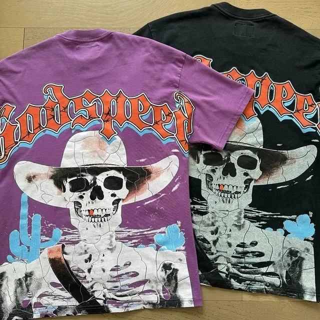 Godspeed Skull Cowboy Tee Cracked Print