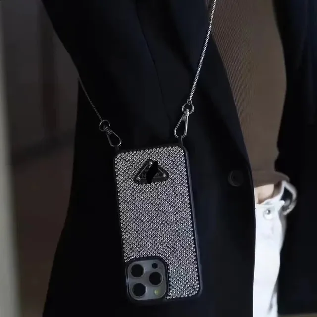 Prada Phone Case with Chain Crystal-Embellished