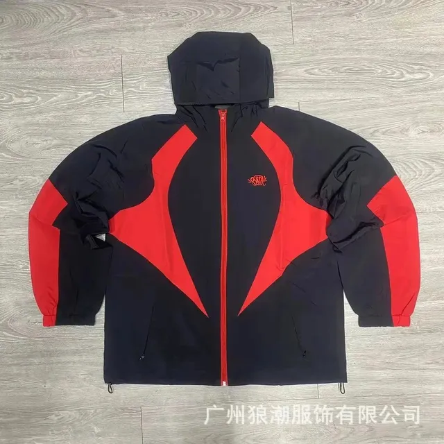 Syna World Windbreaker Jacket Black Red Panel