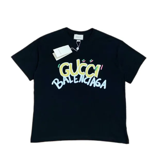 Graphic T-Shirt Gucci Balenciaga Logo Print
