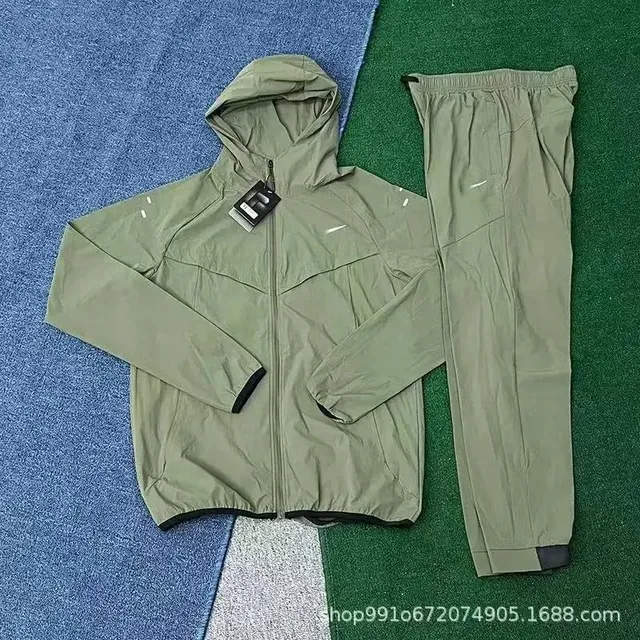 Nike Windrunner Jacket and Joggers Set Olive Green