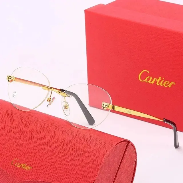 Cartier Juste un Clou Rimless Glasses Gold Frame with Black Temples