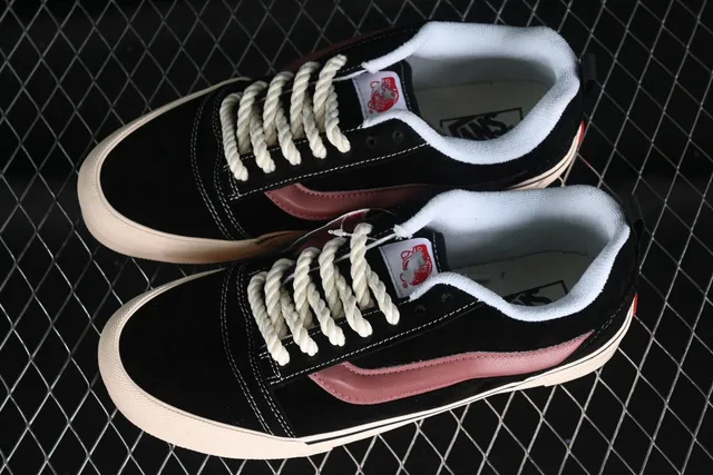 Vans Sk8-Mid Black Pink Rope Laces