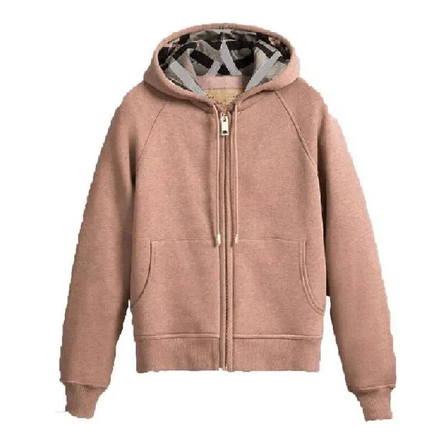 Burberry Hooded Zip-Up Sweatshirt Checkered Lining