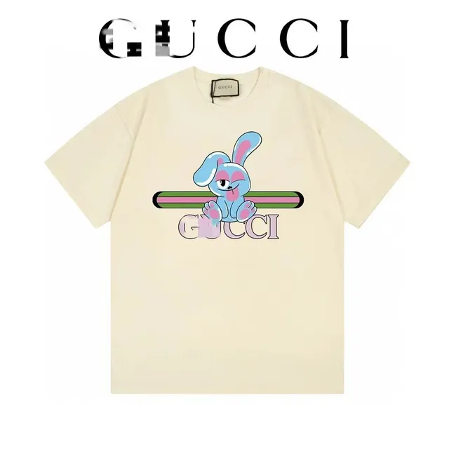 Gucci Rabbit Graphic Tee Pastel Rabbit with Web Stripe