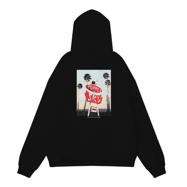 Hooded Sweatshirt Purple Sky Graphic Print
