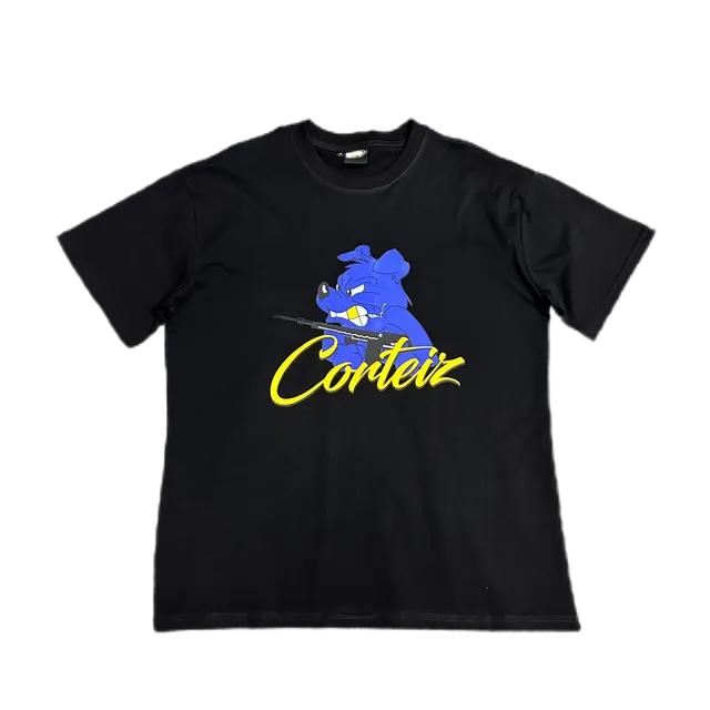 Corteiz Graphic Tee Blue Dog with Rifle