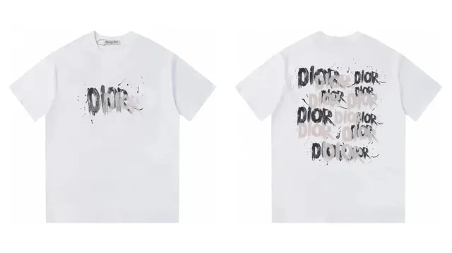 Dior Graphic T-Shirt Splatter Logo Print