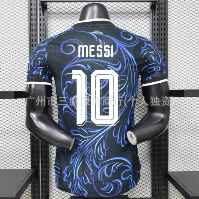 NBA Soccer Jersey Messi #10 Ornate Blue