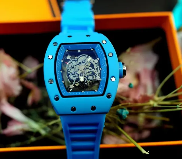 Richard Mille RM 011 Sapphire Case with Blue Rubber Strap