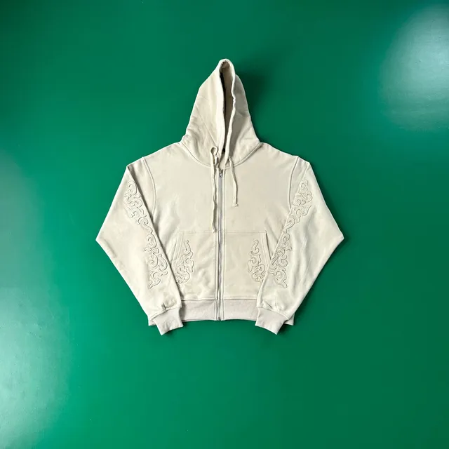 Chrome Hearts Zip-Up Hoodie Embroidered Scroll Motif