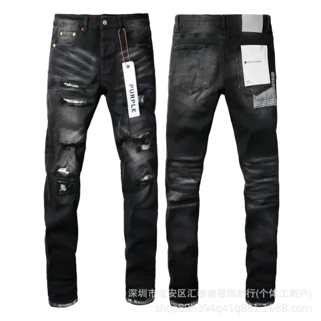 Distressed Slim Fit Jeans Black Wash with Rips