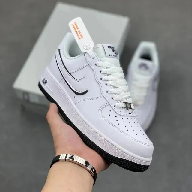 Nike Air Force 1 Low Triple White with Black Swoosh