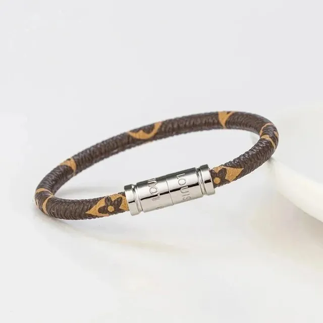 Louis Vuitton Monogram Leather Bracelet Classic Brown