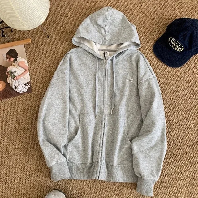 Alo Yoga Zip-Up Hoodie Heather Grey