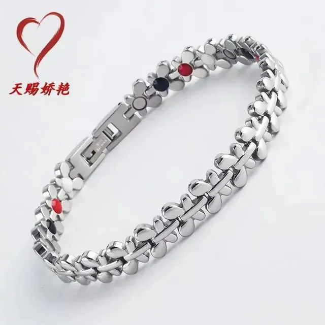 Flower Link Bracelet Multi-Color Enamel