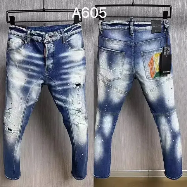 Dsquared2 Distressed Slim Jeans Bleach Wash with Paint Splatter
