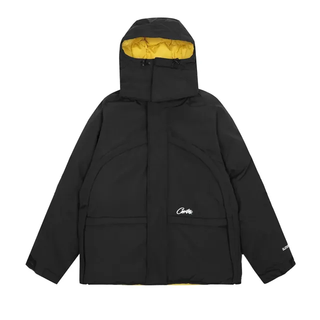 Corteiz Puffer Jacket Black with Yellow Lining