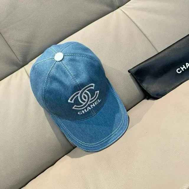 Chanel Baseball Cap Denim with CC Logo