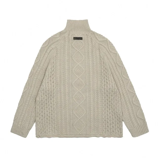 Cable Knit Turtleneck Sweater Oatmeal