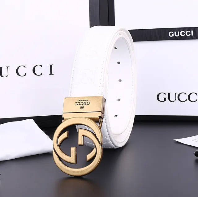 Gucci Horsebit 1955 Belt White Leather with Gold GG Buckle