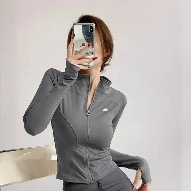 Alo Yoga Zip-Up Long Sleeve Top Athletic Fit