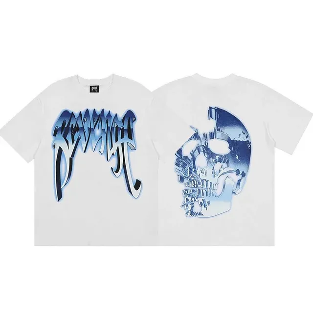 Revenge Graphic Tee Skull and Logo Print