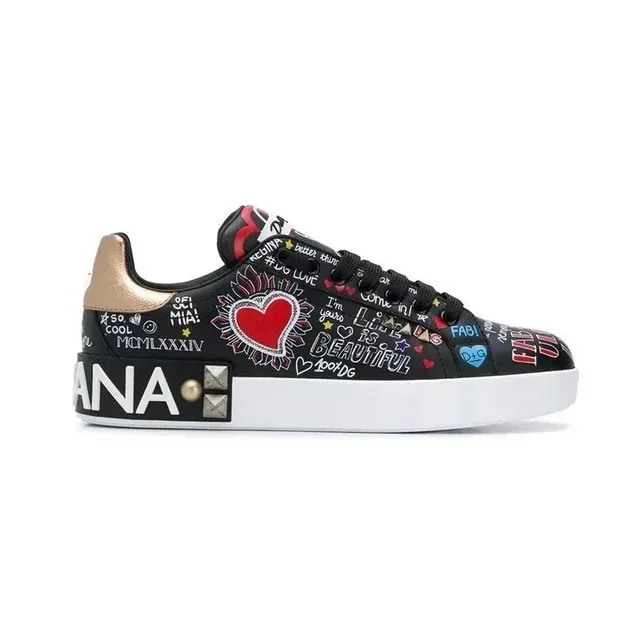 Dolce & Gabbana Sneaker Heart and Graffiti Print