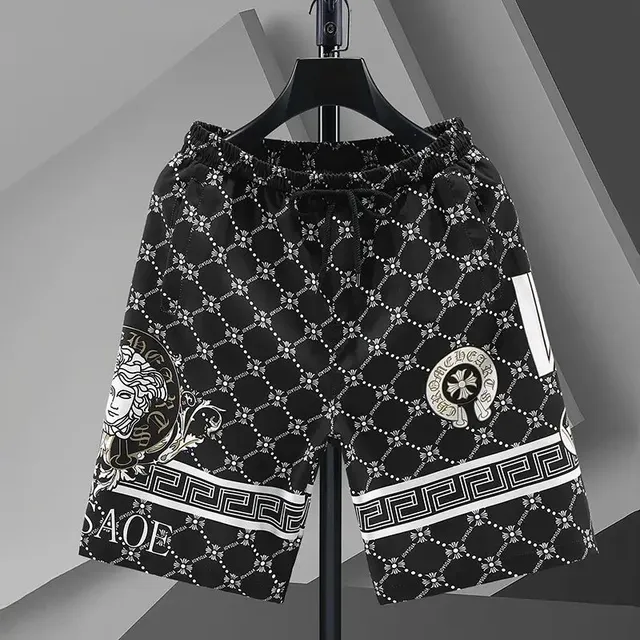 Versace Printed Shorts Medusa and Greek Key Pattern