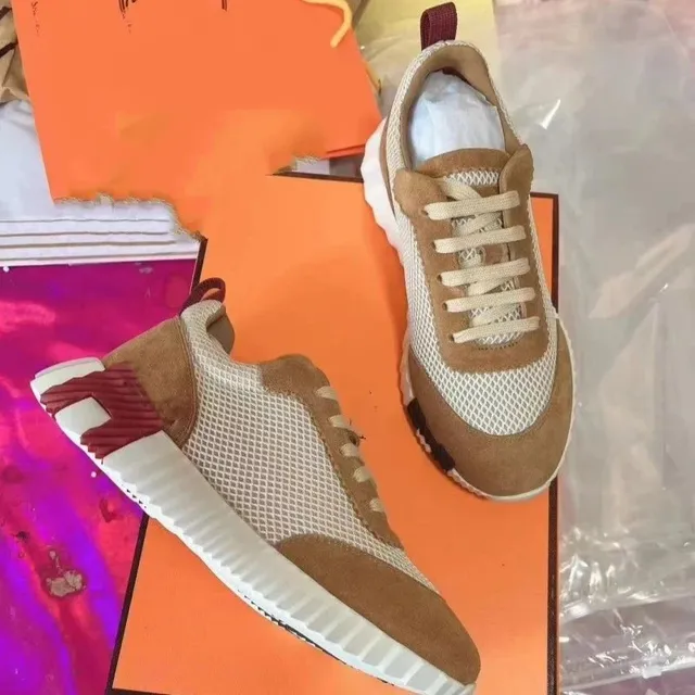 Hermès Run Away Beige Suede and Mesh