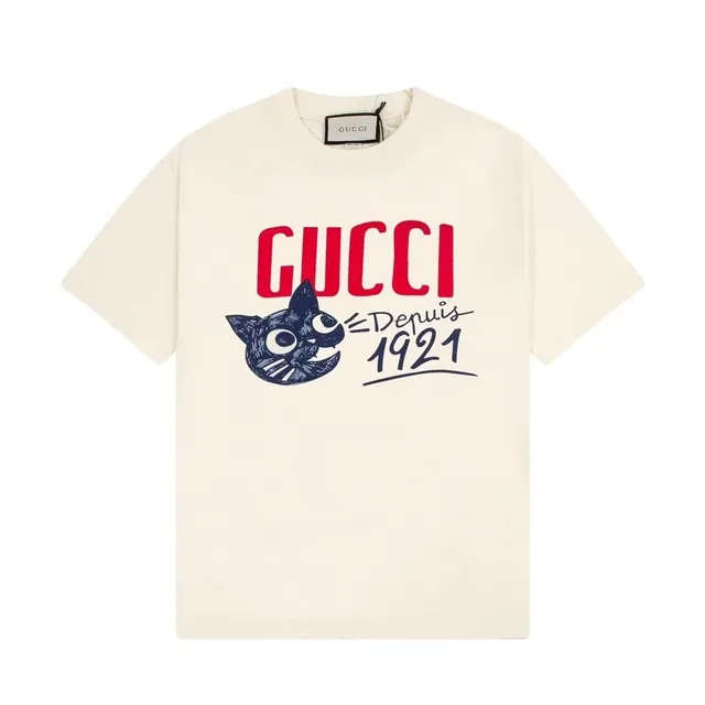 Gucci Graphic T-Shirt Cat Logo Print