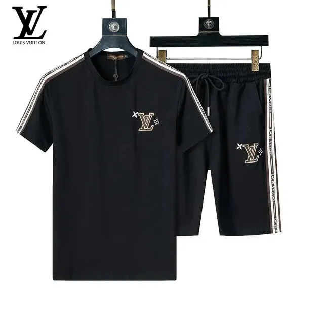Louis Vuitton T-Shirt and Shorts Set LV Logo Tape Detail