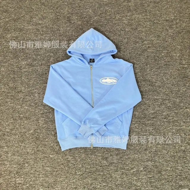 Zip-Up Hoodie Light Blue with Oval Logo