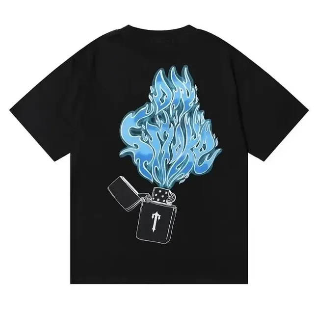 Trapstar Graphic Tee Blue Flame Lighter Print