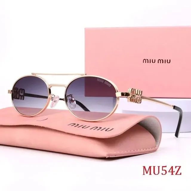 Miu Miu Round Aviator Sunglasses Gold Frame Gradient Lens
