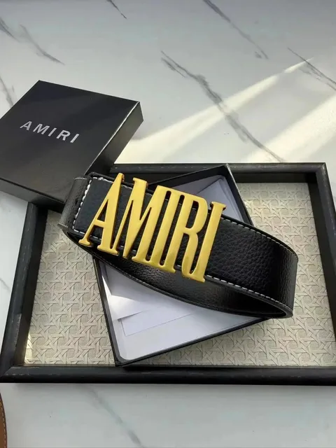 Amiri Logo Belt Gold Logo