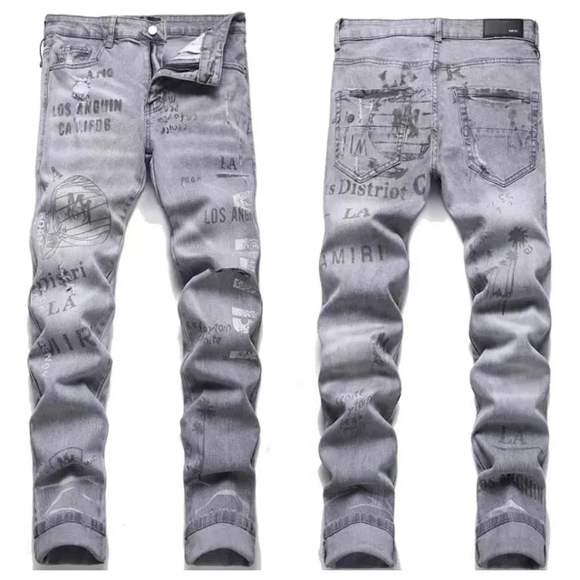 Amiri Distressed Print Jeans LA Graffiti