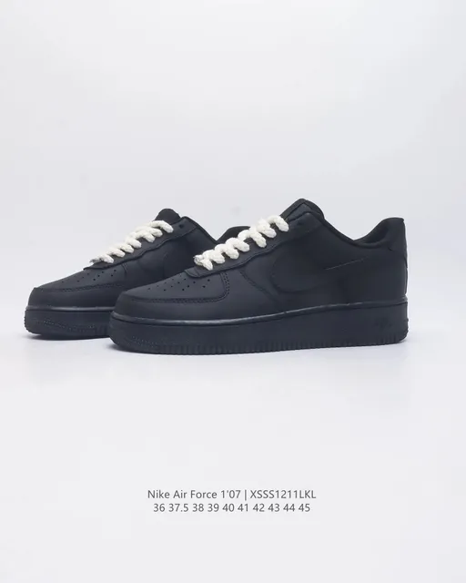 Nike Air Force 1 '07 Low Triple Black with White Laces