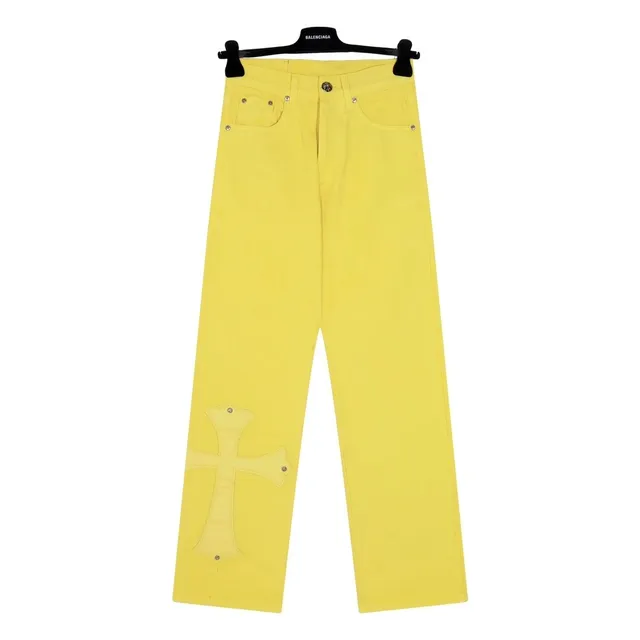 Balenciaga Cross Patch Jeans Yellow