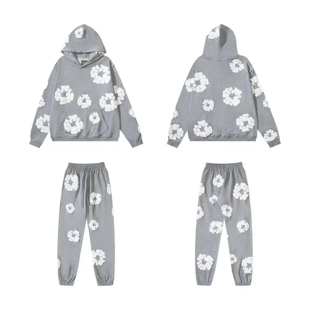 Balenciaga Flower Appliqué Hoodie and Joggers Set