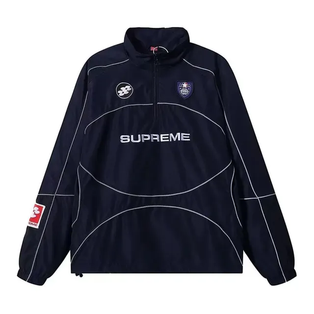 Supreme × Adidas Half-Zip Windbreaker Navy with White Piping