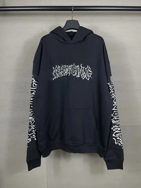 Balenciaga Hooded Sweatshirt Distorted Logo Print