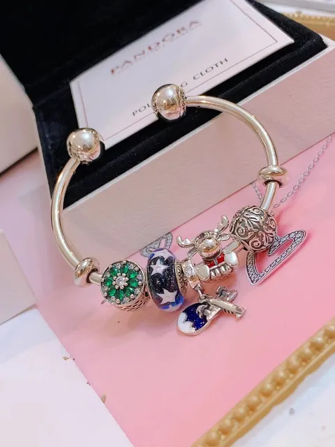 Charms Bracelet Pandora Moments with Enamel and Crystal Charms