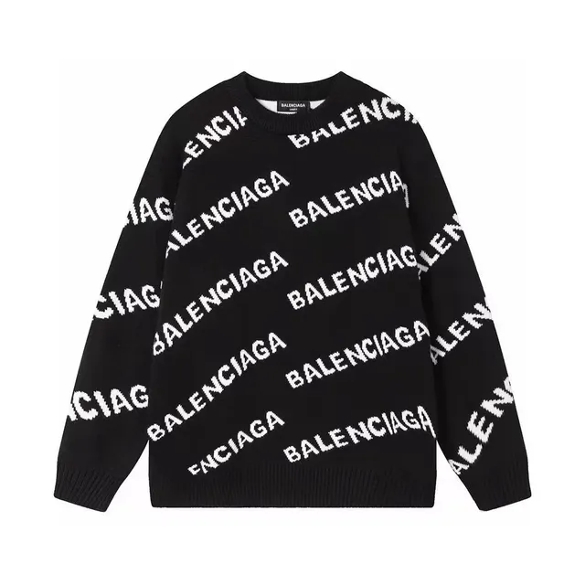 Balenciaga Logo Knit Sweater All-Over Logo